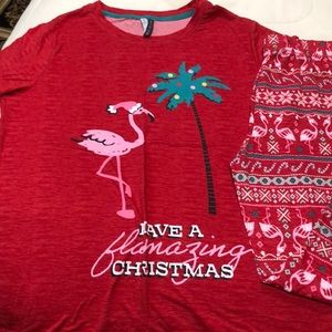Christmas Flamingo pajamas size Small